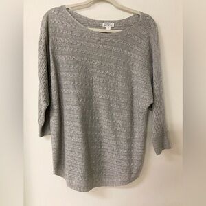 Market Spruce Cable Knit Riviera Sweater Gray Dolman Relaxed Cashmere Blend MED